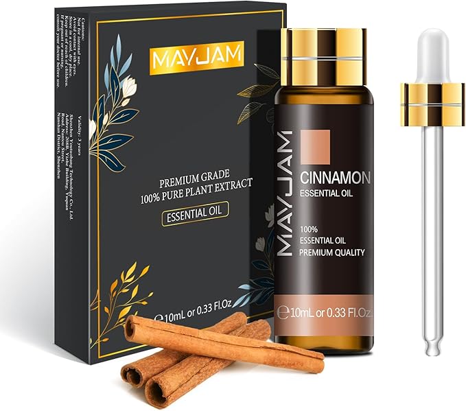 Cinnamon Essential Oil, MAYJAM 10ML/0.33FL.OZ Premium Cinnamon Oils for Soap Candle Making, Diffuser, Bedroom, Living Room, Office