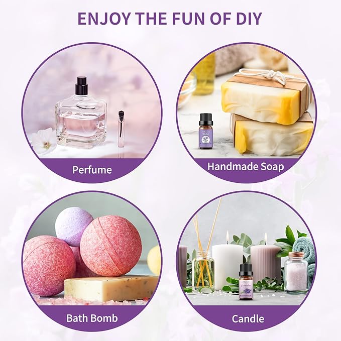 Violet Oil Lavender Essential Oil Gift Set, 100% Pure Organic Aromatherapy Oils Gift Set for Diffuser, Massage, Soap, Candle Making - 2 x 10ml