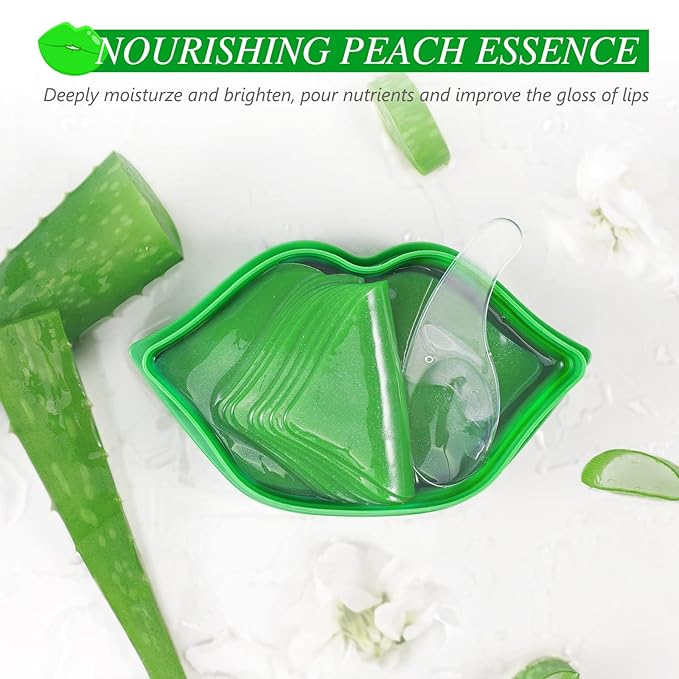 Charm Kiss 20Pcs Moisturizing Lip Mask, Lip Sleep Mask Reduces Lip Lines and Restores Moisture, Lip Mask Effectively Nourishes the Lip Skin, Gel Treatment Lip Masks Plumping Lips Mask Lip Care Products (Green)