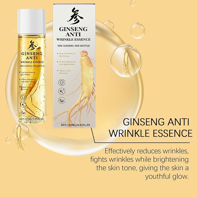 Ginseng Essence Anti Wrinkle Essence, Ginseng Anti-Wrinkle Original Serum Oil, Anti-Aging Hydrating Essence Wate, Ginseng Toner for Firming & Smoothing Skin (1)