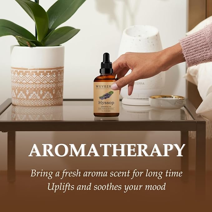 Hyssop Essential Oils 120ML, Pure Hyssop Essential Oil for Aromatherapy Diffuser - 4 Fl Oz
