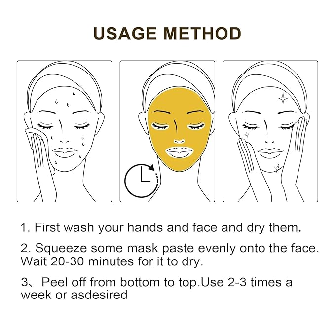 Gold Foil Peel-Off Mask, 98% Gold Peel Off Mask, Gold Facial Mask Anti-Aging, Deep Cleansing, Reduces Fine Lines& Wrinkles Great for All Skin