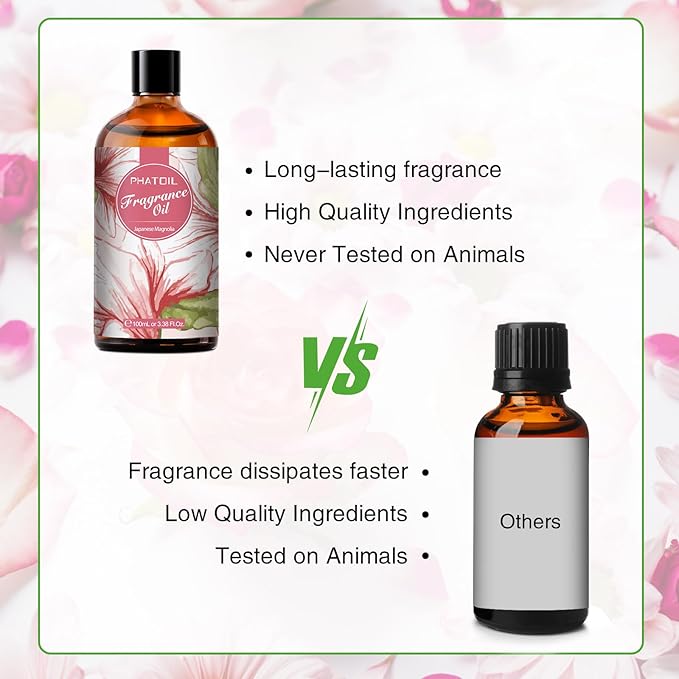 3.38FL.OZ Japanese Magnolia Fragrance Oils for Aromatherapy, Essential Oils for Diffusers for Home, Perfect for Diffuser, DIY Candle and Soap Making, DIY Scented Products - 100ml