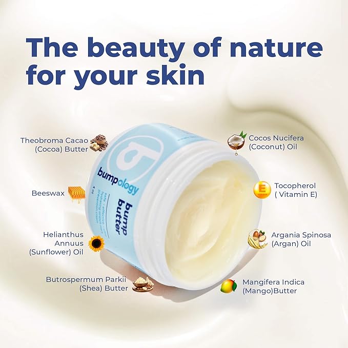 Bumpology Bump Butter Stretch Mark Moisturize Cream | 2-in-1 Powerful Butters + Oils | Physician Formulated | Hydrating Body Lotion | Pregnancy Safe | Made in USA
