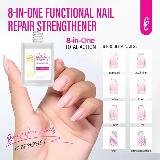 Nail Strengthener for Women: 8 in 1 Natural Nail Hardener Extra Strong and Growth - Nail Polish Hardener for Weak and Damaged Nails 15ml