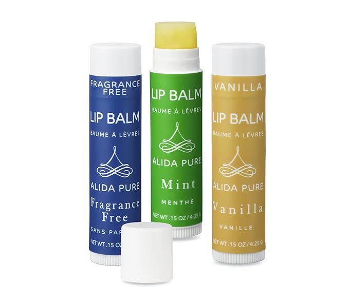 Favorites Lip Balm Collection, Vegan Lip Balm Set, Bees Wax Free, Coconut Oil Free, Avocado Oil, Organic Jojoba Oil, Vitamin E, Natural Moisturizer For Dry Cracked Lips, 3 Tube Set