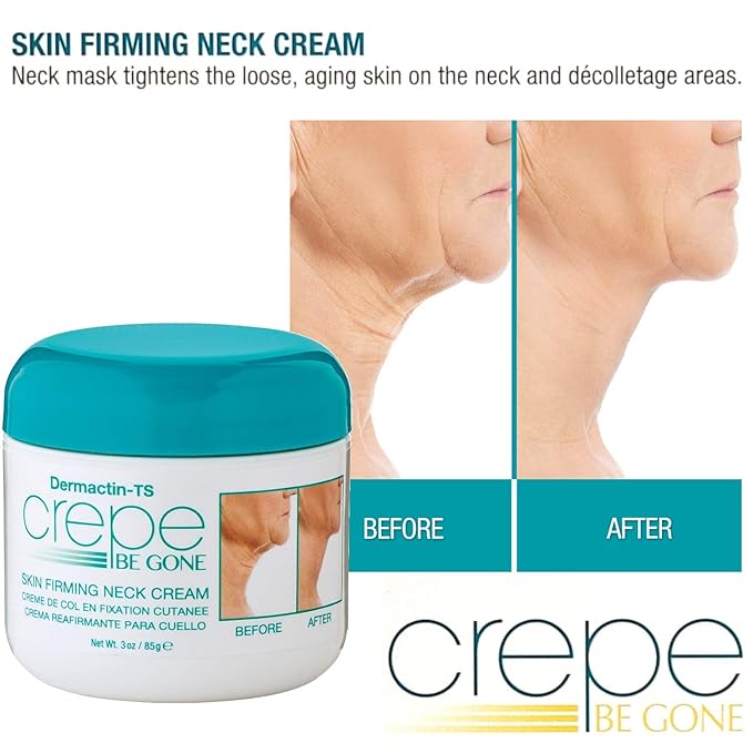 Dermactin-TS Crepe Be Gone Firming & Smoothing Skin Regimen 4-PC Set - Includes Skin Firming Neck Cream, Hydrating Skin Firming Soufle, Exfoliating Body Polish & Collagen Chin Mask