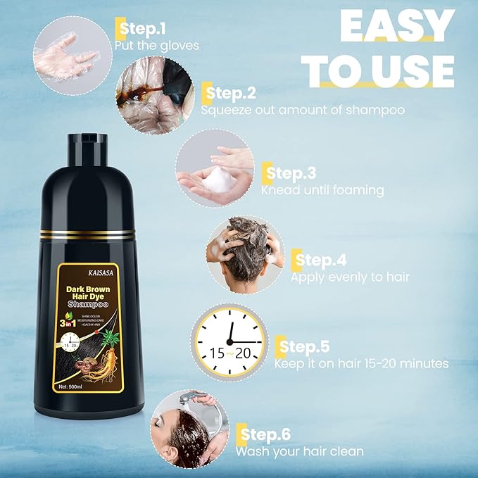 Bablabear Hair Mask Treatment for Dry Damaged Colored Hair and Dark Brown Hair Dye Shampoo 3 in 1 Bundle Set