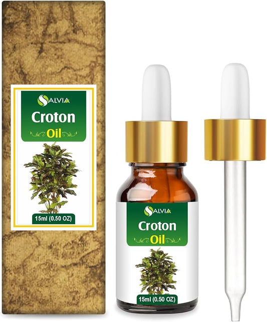 Croton (Codiaeum Variegatum) Oil|100% Pure & Natural Undiluted Carrier Oil Organic Standard for Skin & Haircare|for Skin, Health & Reduce Skin Breakouts, Used in Aromatherapy 15ml_with Dropper