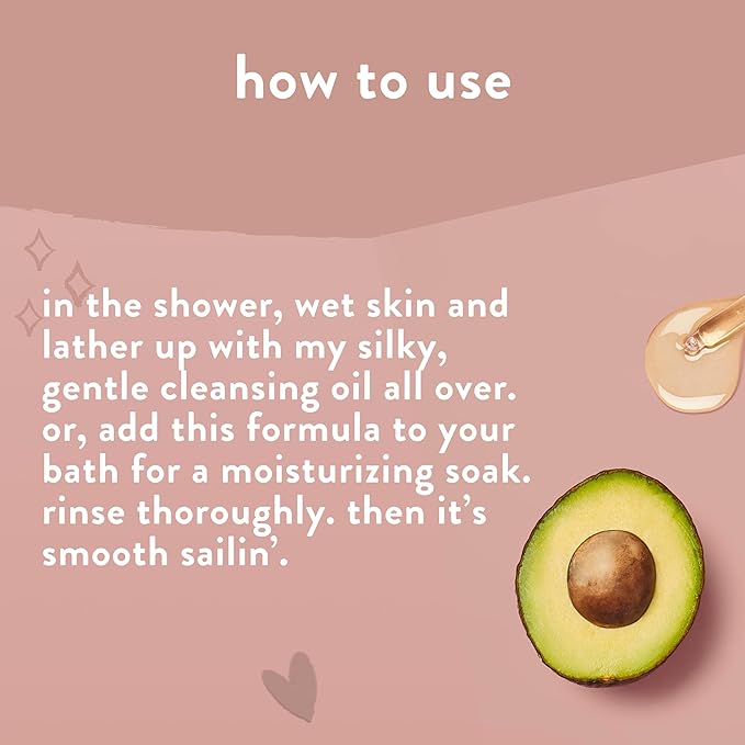 The Honest Company Honest Mama Clean Curves Cleansing Shower Oil | Naturally Derived, Soap Free | Avocado Oil, Vitamin E | 8 fl oz