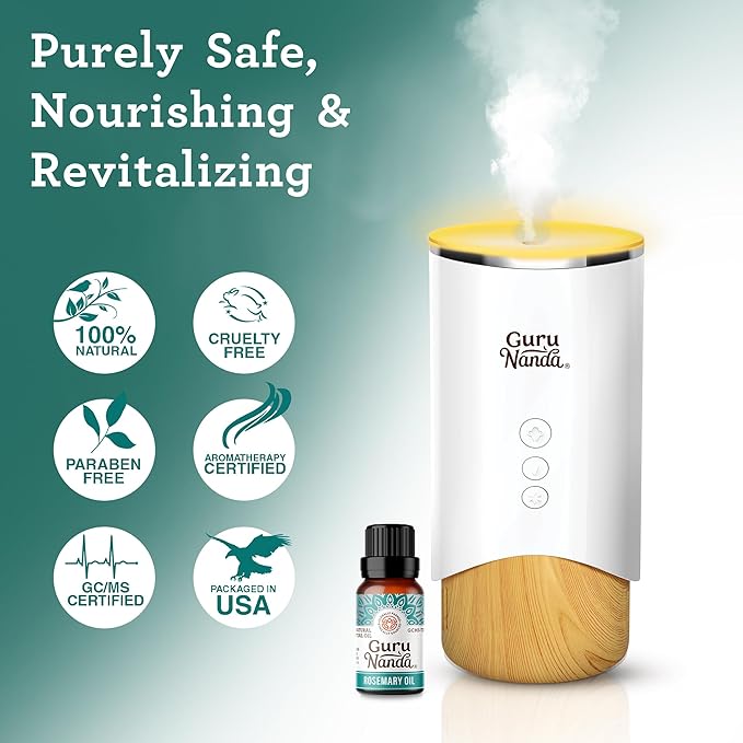 GuruNanda Rosemary Essential Oil - 100% Pure & Natural, Undiluted, Non-GMO - for Hair, Skin & Aromatherapy Diffuser - 15ML