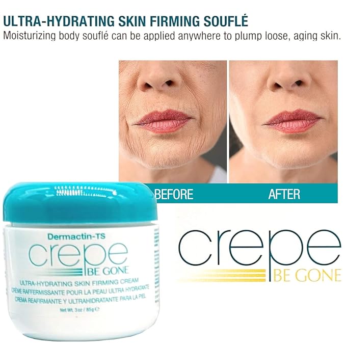 Dermactin-TS Crepe Be Gone Firming & Smoothing Skin Regimen 4-PC Set - Includes Skin Firming Neck Cream, Hydrating Skin Firming Soufle, Exfoliating Body Polish & Collagen Chin Mask