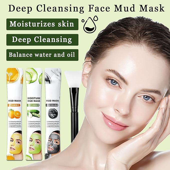 24PCS Hydrating Facial Clay Mask Set, Moisturizing Deep Cleansing Mud Mask Skin Care Set, Travel Size Long Lasting Oil Control Face Clay Mask Skincare Set