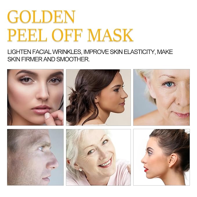 Gold Foil Peel-Off Mask, 98% Gold Peel Off Mask, Gold Facial Mask Anti-Aging, Deep Cleansing, Reduces Fine Lines& Wrinkles Great for All Skin