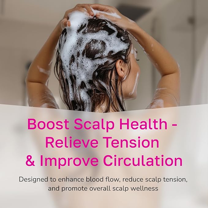 Silicone Scalp Scrubber - Massage Shampoo Brush, Soft Bristles for Hair Growth & Dandruff Removal - Ergonomic Design, Wet & Dry Use, Deep Cleansing Scalp Exfoliator for All Hair Types - Pink