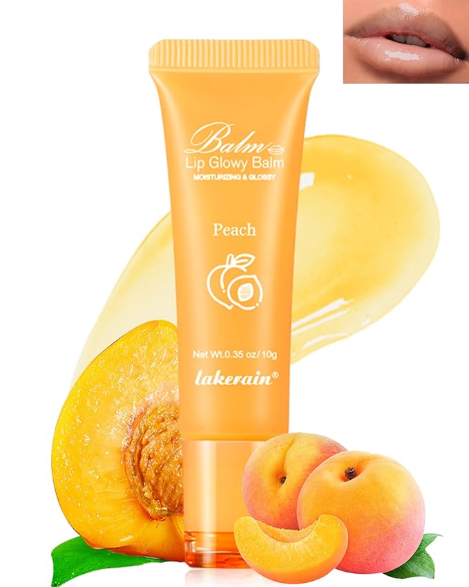Lip Glowy Balm,Hydrating Nourishing Repair Sleeping Lip Mask,Shine Glossy Finish Lip Moisturizer,Smooth Cracked Chapped Dry Lip,Lip Care Therapy Treatment,Women's Day Makeup Gift for Women-1#Peach