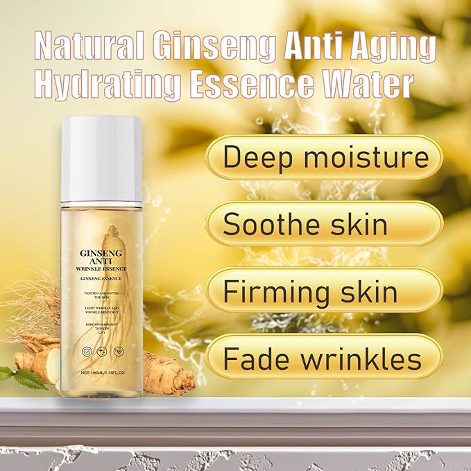 Natural Ginseng Anti-Aging Hydrating Essence Water – 2PCS Face Serum for Women Anti Aging - Ginseng Extract to Deep Moisture & Wrinkle -Pore Minimizer for Face - Anti Aging Serum for All Skin Types