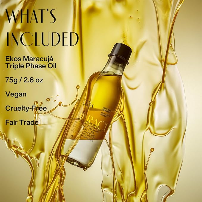 natura - Ekos Maracujá (Passion Fruit) Relieving Bundle - Triple Phase Shower Oil & Hand cream & Body Lotion - Vegan Skin Care - Brazilian Beauty Secrets - Self Care & Body Care