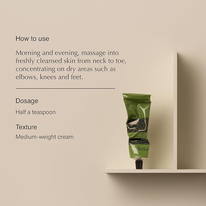 Aesop Geranium Leaf Travel Body Balm | Soften and Hydrate Skin with Nut Oils, Geranium Leaf and Citrus Extracts | 3.4oz / 100mL