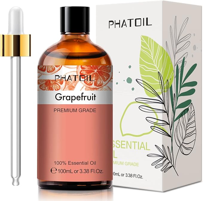 3.38FL.OZ Grapefruit Essential Oil with Glass Dropper, for Aromatherapy Diffusers, Humidifiers, Great for DIY Candle and Soap Making, Huge 100ML Bottle