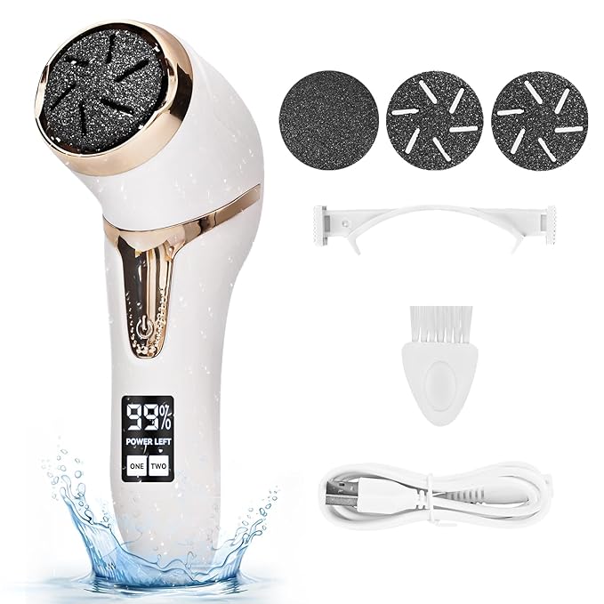 Electric Callus Remover for Feet with Vacuum, Premium Portable Pedicure Tools Rechargeable Waterproof 2 Speed Foot File Scrubber Callus Remover Tool Foot Care kit (White)