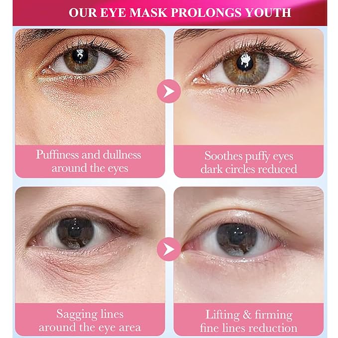 Under Eye Mask Patches, 30 Pairs Collagen Hydrating Moisturizing Smoothing Gel Pads for Puffy Eyes Bags,Dark Circles,Puffiness,Fine Lines,Wrinkles,Anti-Aging Sakura