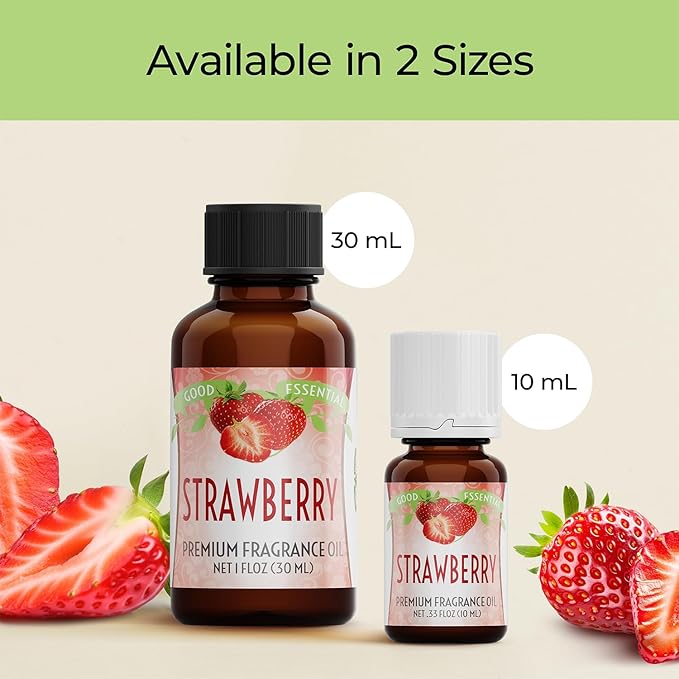 Good Essential 10 ml Oils – Premium Strawberry Fragrance Oil – Perfect for Candles, Slime, Soap Making, Diffuser – 0.33 fl oz, 10 ml