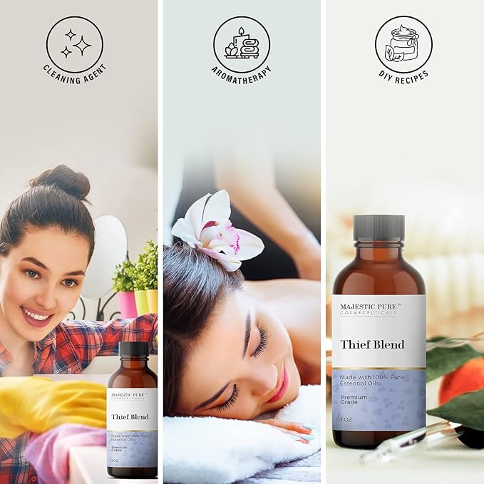 Majestic Pure Essential Oil Blend with Eucalyptus, Rosemary, Lemon & Other Oils | 100% Pure Premium Oil for Uplifting Mood, DIY Products, Cleansing | Essential Oils for Diffusers & Aromatherapy | 1oz