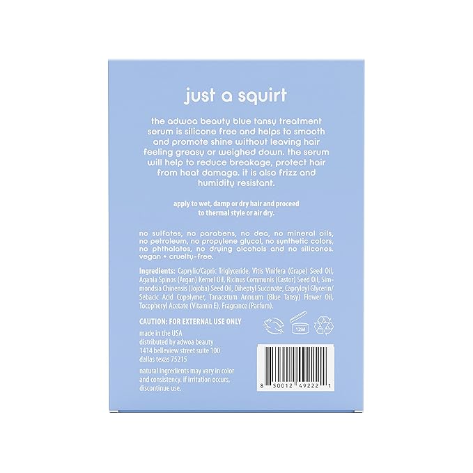 adwoa beauty Silicone Free Blue Tansy Treatment Serum with Argan And Grapeseed Oils To Help Support Length Retention. Provides Heat Protection Up To 375º - 2 oz.