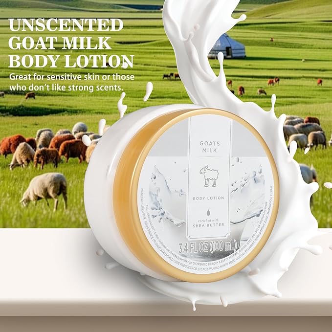 Princess Belle Goat Milk Body Lotion, Travel Size Lotion for Women and Men Dry Skin, Deep Moisturizing and Hydrating with Natural Shea Butter, Smell Good, 100ml(3.4floz)