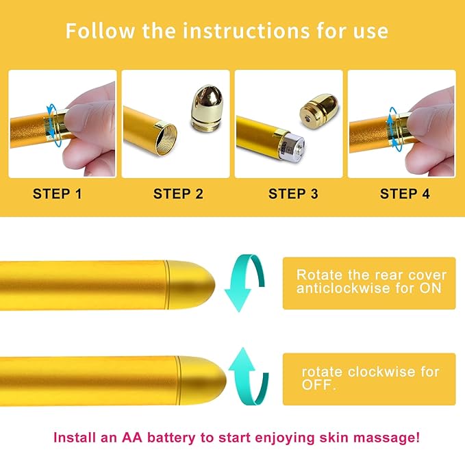 Aubric Face Massager Electric Beauty Bar 24k Golden Facial Massage Tool, T-Shape Electric Vibrating Wand Face Neck Skin Firming Lifting Tighting Wrinkles Reducing Body Treatment Anti Aging Device