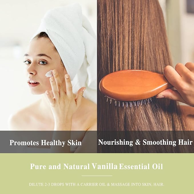 Vanilla Essential Oil, 3.38FL.OZ Pure Essential Oils with Glass Dropper, Large Volume Vanilla Oil, Perfect for Massage, DIY Candle and Soap Making (100ML)