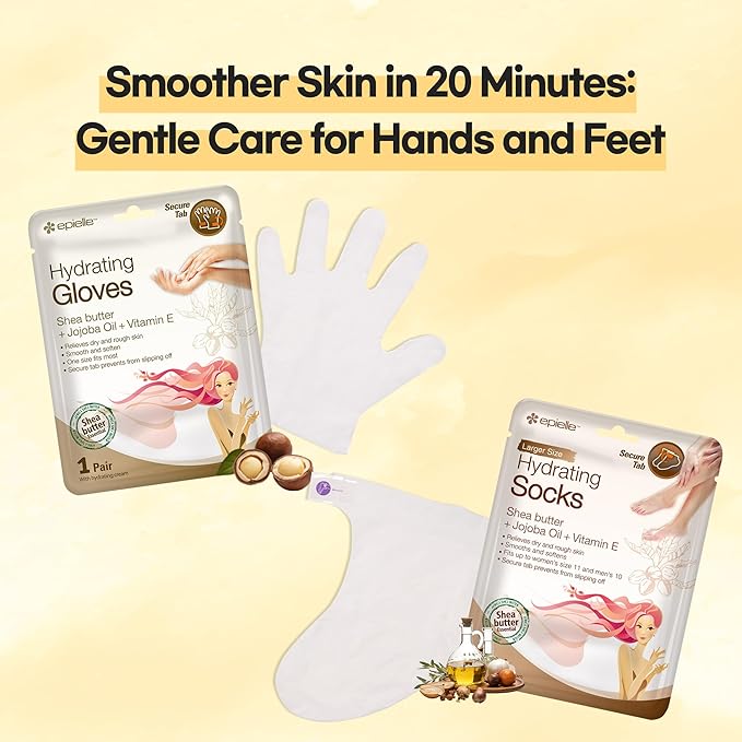 Epielle Hydrating Foot Masks, 6 Pairs Moisturizing Socks for Dry, Cracked Feet, Restores and Softens Skin with Jojoba Oil and Shea Butter, Korean Skincare, Mother's Day Gifts, Teacher's Appreciation