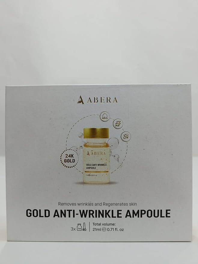 ABERA Gold Anti-Wrinkle Ampoule, Anti-Aging Serum For All Skin Type with Peach Extract and Hyaluronic Acid, Skin Firming & Firming Serum, Hydrating Serum (1 Ampoule)