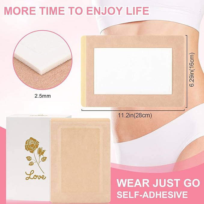 20Pcs Castor Oil Pack Wrap Extra Large 11.02 * 6.29in for Pure Castor Oil, No Washing Self Adhesive with High Absorbent Organic Cotton Flannel, Proof Massage Oil Leak, for Women Men