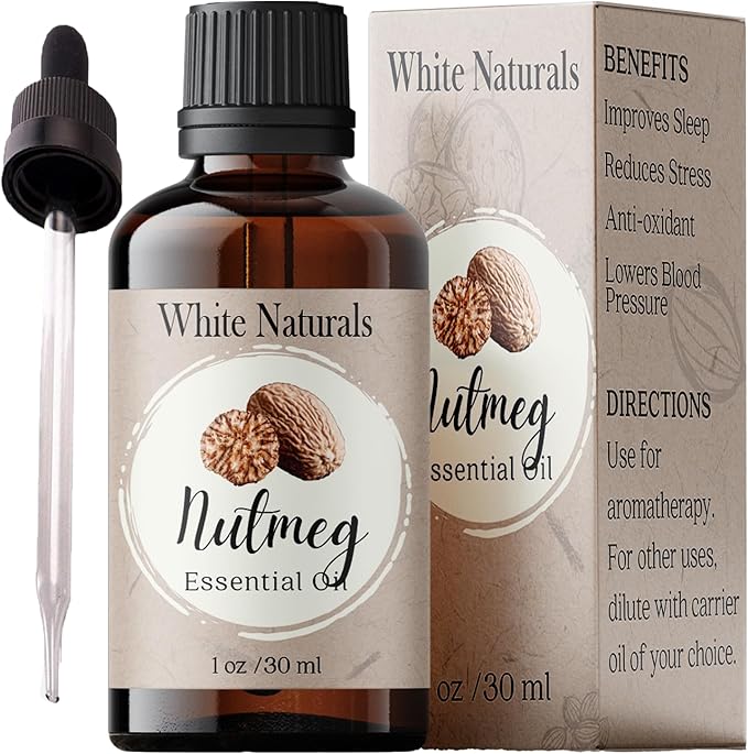 Organic Nutmeg Essential Oil - 100% Pure & Natural -Premium Therapeutic Grade with Premium Glass Dropper - Undiluted Natural/Homeopathic Aromatherapy Scented, Great for DIY Candle Making, Massage