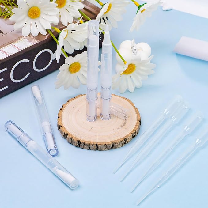 10 Pack 3ml Nail Oil Pen Refillable Transparent Twist Pens, Cuticle Oil Brush for Nails, Empty Nail Oil Pen with Brush Tip, Cuticle Oil Container (10)