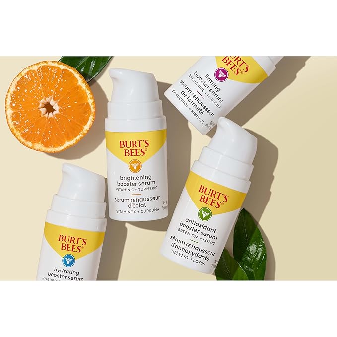 Burt's Bees Vitamin C Turmeric Face Serum, Mothers Day Gifts, Brightens Skin & Visibly Reduces Dark Spots, Fine Lines & Wrinkles, Naturally Hydrating, Lightweight - Brightening Booster (1 oz)