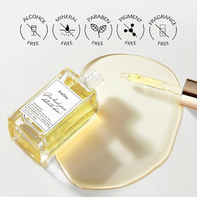 ZealSea Superfood Antioxidant Face Oil: Facial Oil with Antioxidant Rich Plant-Based Oils Hydrating and Smooth Dry Skin Care Gua Sha Massage Skin Therapy Oil for Women Men, 1 Fl Oz (Pack of 2)