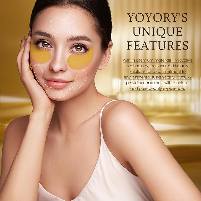 Under Eye Patches Masks - 24K Gold Eye Patch for Dark Circles & Puffy Eyesg,Fine Lines,Eye Bags Collagen Infused with Hyaluronic Acid Wrinkle Smoothing, Hydration & Firming Care (30 Pairs) Gold