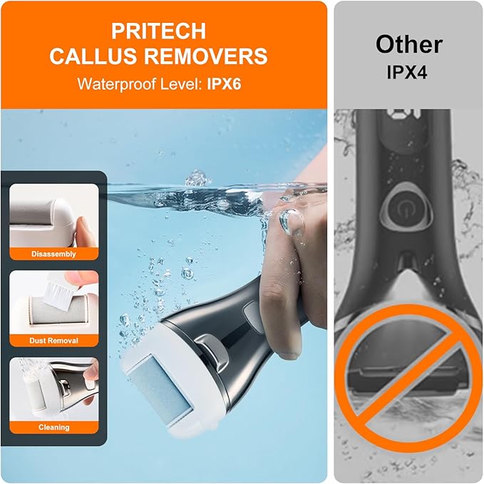 Electric Foot Callus Remover, Rechargeable Portable Electronic Foot File Pedicure Kits, 3 Roller Heads, 3 Speed, Battery Display for Remove Cracked Heels Calluses and Dead Skin Ideal Gift