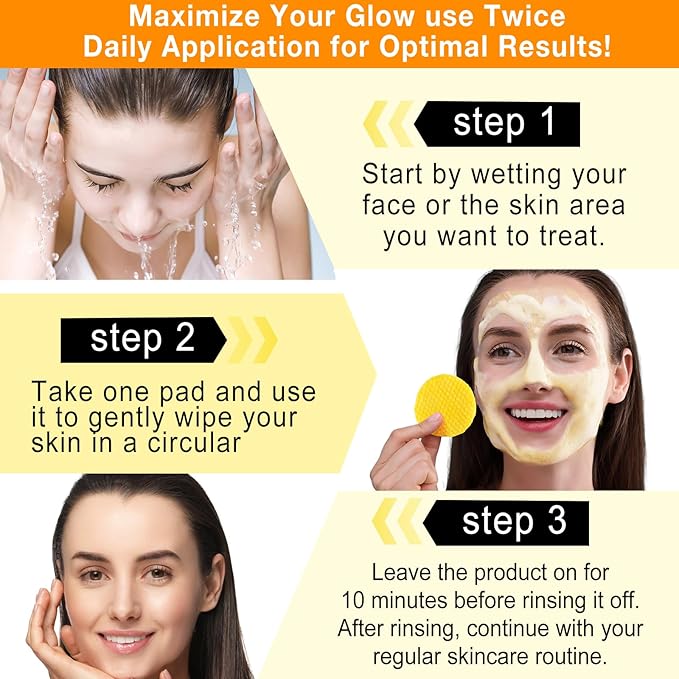 SHIFAKOU Kojic Acid Turmeric Cleansing Pads, Turmeric Cleansing Exfoliating Pads for Dark Spots, Turmeric Cleansing Pads For Face, Balance Skin Oil And Water 50PCS