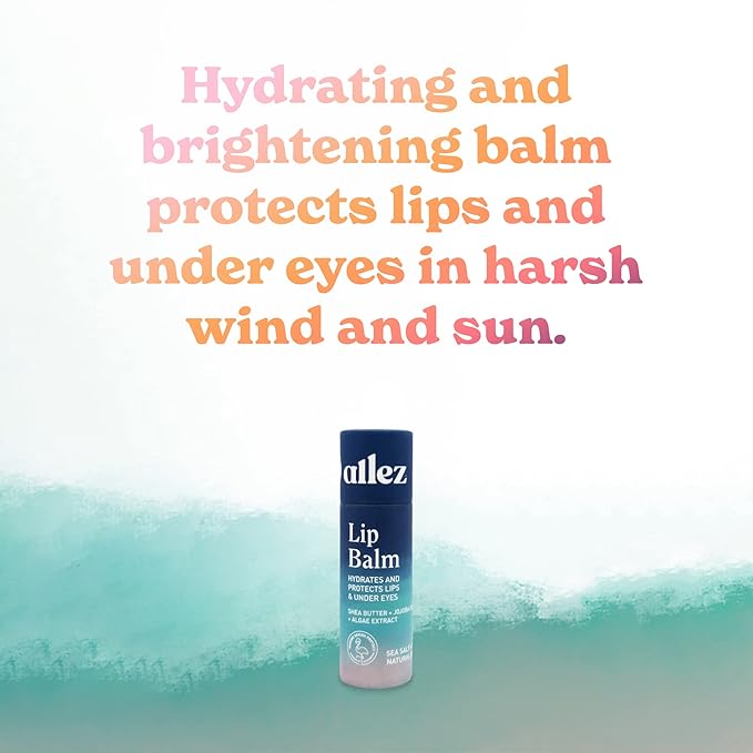 Allez Outdoor Vegan Lip & Eye Balm, Plant-Based Formula with Shea Butter, Jojoba Oil & Algae Extract for Skin Hydration & Protection, Sea Salt/Kelp Scent, 6-Pack
