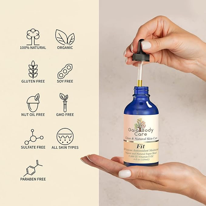 Gaia Body Care Organic Vitamin E Oil 75,000 IU Body Oil for Dry Skin, Scars, Hair and Scalp Moisturizer, Bath Oil - 4 ounces