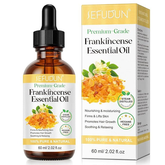 Frankincense Essential Oil, Frankincense Oil, Premium Grade Essential Oils for Face, Diffusers, Aromatherapy, Massage, Hair Care, Skin, Bath and Humidifiers, Pure and Natural - 60ml