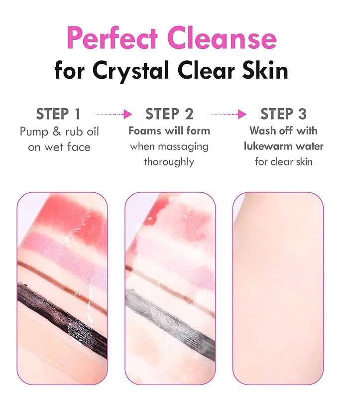 CELEFIT Double Effect Cleanser Oil to Foam Korean Cleansing Oil Makeup Remover Foaming Facial Cleanser | Makeup Remover Oil to Foam Cleanser Face Wash for Women & Men | Travel Size Face Wash (1.05oz)