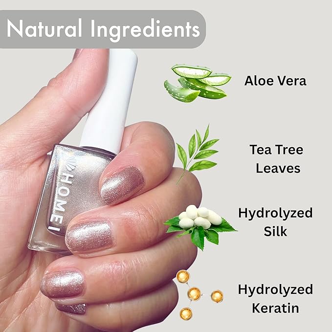 Nail Strengthener from Japan, Nail Hardener with Aloe Vera, Tea Tree Oil & Keratin for Healthy 5-in-1 Nail Solution Including Base Coat, Nail Color, Hardener, Top Coat & Nail Care, TAUPE