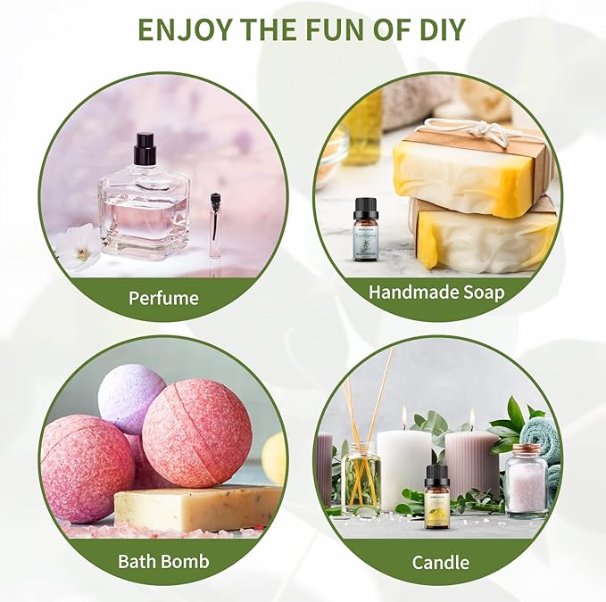 Eucalyptus Oil Lemon Essential Oil Gift Set, 100% Pure Organic Aromatherapy Oils Gift Set for Diffuser, Massage, Soap, Candle Making - 2 x 10ml