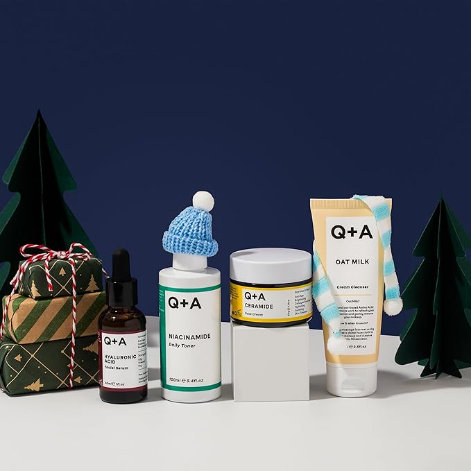 Holiday Heroes Skincare Giftset β 4-Step Regime with Oat Milk Cleanser, Niacinamide Toner, Hyaluronic Acid Serum, Ceramide Face Cream β Vegan, Cruelty-Free, UK Made, Nourishing and Hydrating