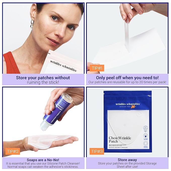 Wrinkles Schminkles Anti-Wrinkle Silicone Patch Bundle – Chest & Under Eye Pads – Reusable Medical Grade Patches for Wrinkles, Fine Lines & Aging Skin – Safe for Sensitive Skin